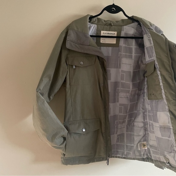 SNOWBOARD Firefly Zippered Button Down Utility Winter Jacket | Olive Gre… - Picture 7 of 8